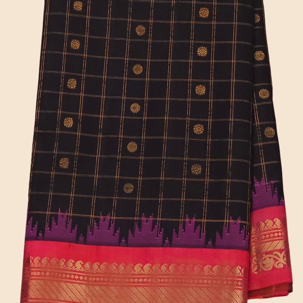 Elegant handloom Gadwal pure silk saree suitable for weddings and festive celebrations.