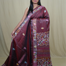 Semi Tussar saree with all-over thread woven motifs and rich Parsi work pallu.

