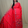 Semi Tussar saree with all-over thread woven motifs and rich Parsi work pallu.

