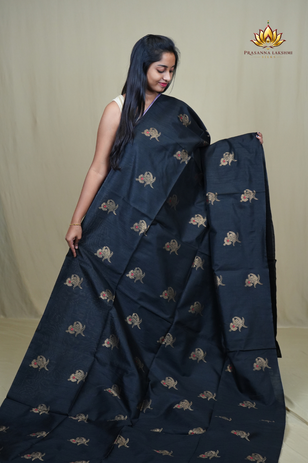 Traditional Semi Dupion Saree with woven zari motifs, ornate borders, and rich brocade pallu for weddings and festive occasions.