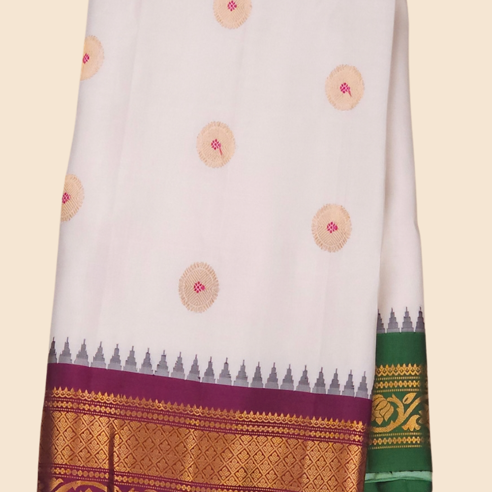 Gadwal pure silk saree paired with contrast blouse
