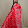 Semi Bangalore Silk Saree with all-over Kutch work motifs and rich embroidered pallu.
