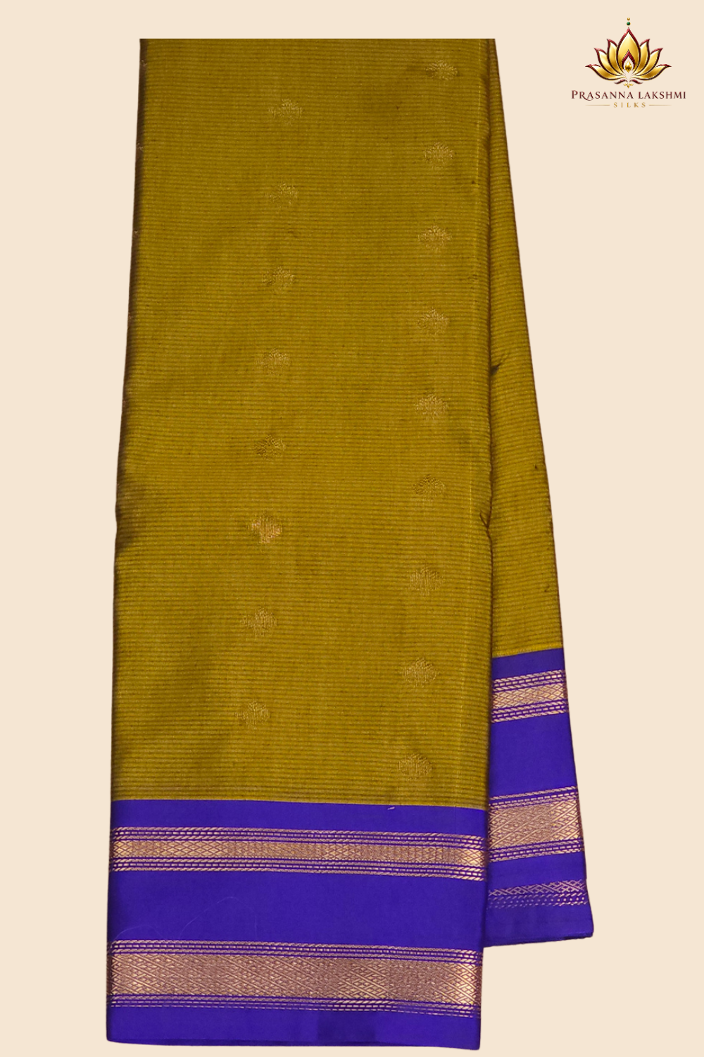 Festive semi Gadwal saree with zari stripe detailing and woven gap border finish