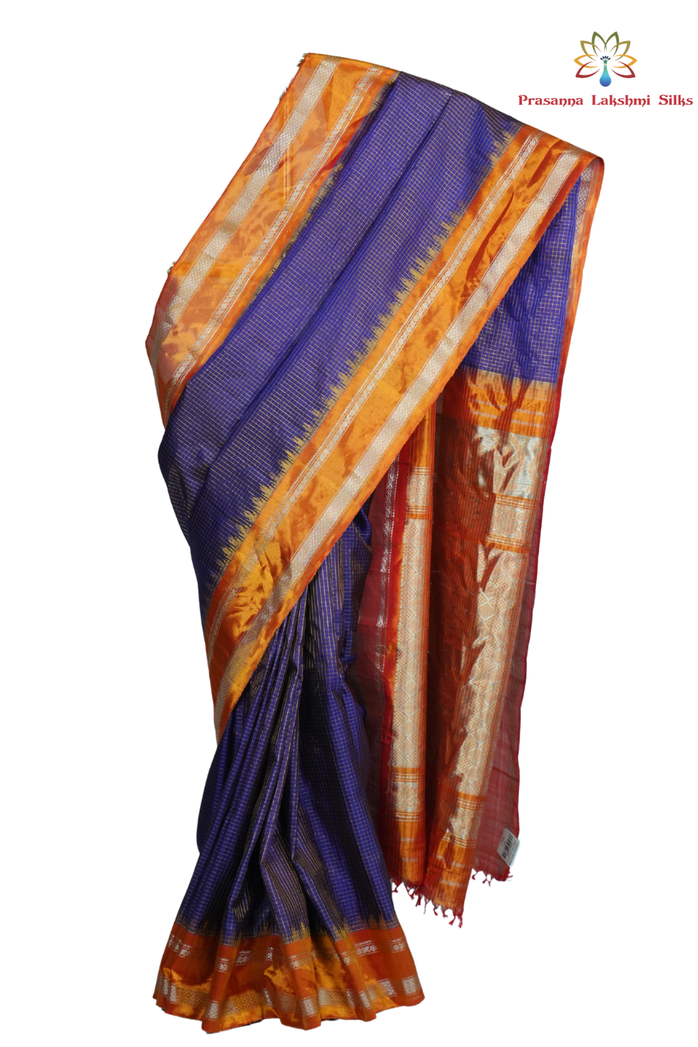 Handloom Gadwal pure tissue silk saree with intricate zari motifs and muniya borders.
