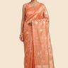 Kora tissue saree with allover gold flower motifs and silver highlights
