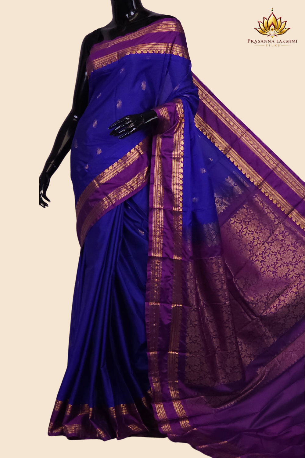 Semi Gadwal saree with horizontal zari motif stripes and zari woven gap borders
