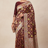 Handloom pure Banarasi khaddi georgette saree with antique meenakari weave