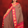 Lightweight Gadwal cotton saree featuring elegant zari border and striped pallu design.
