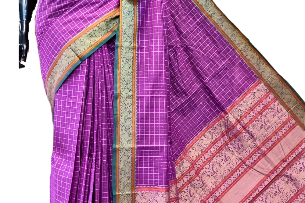 Light Violet Kanjeevaram Cotton Saree