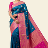 Banarasi pure silk saree with vibrant contrast borders and intricately designed pallu.

