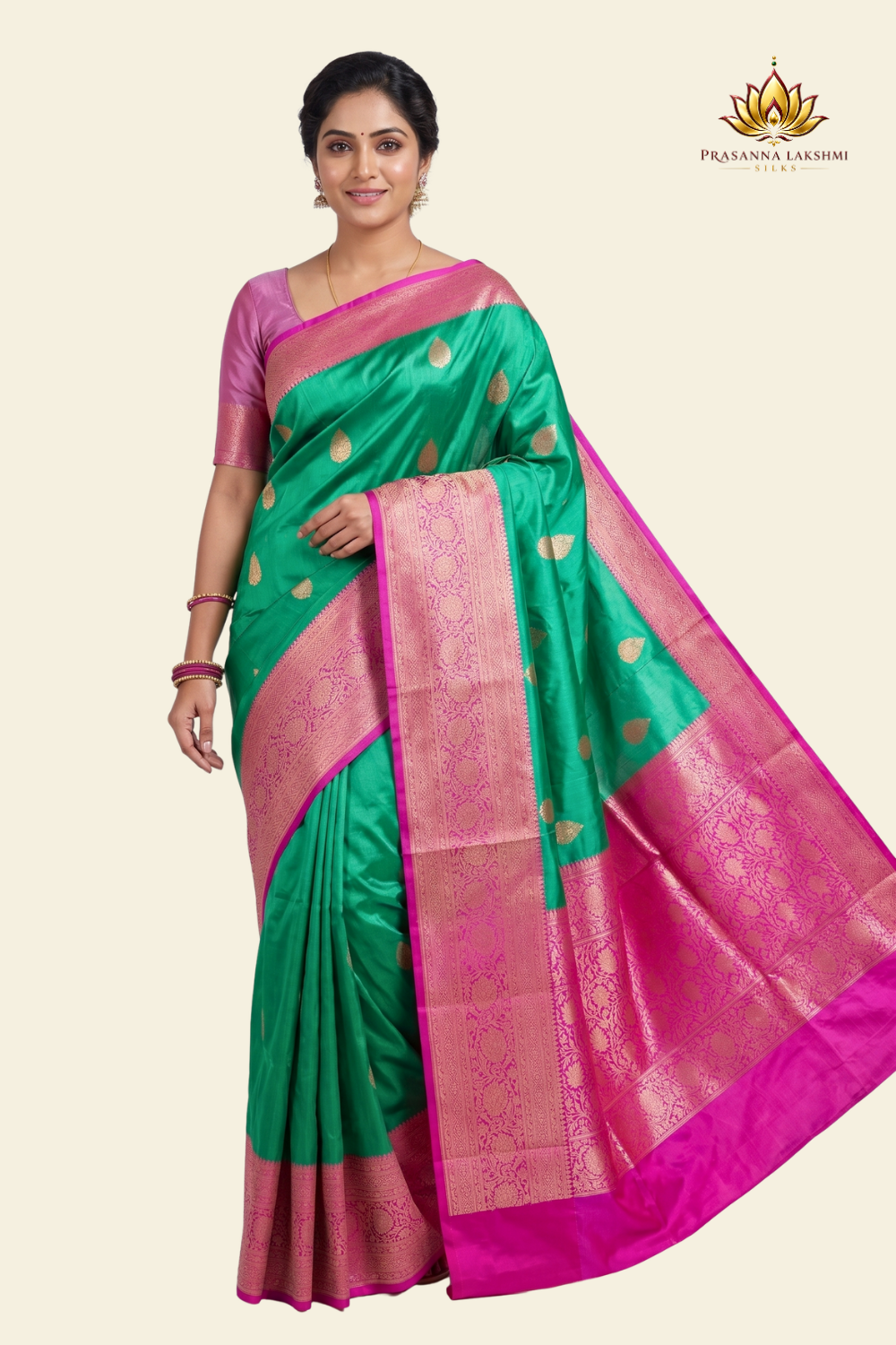 Banarasi pure silk saree with vibrant contrast borders and intricately designed pallu.
