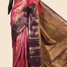 Semi Kanjeevaram silk saree with allover zari checks and motifs and contrast zari border
