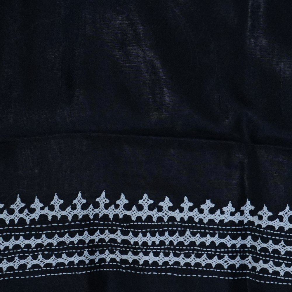 Elegant Semi Bangalore Silk Saree suitable for festive occasions with detailed Kutch embroidery.