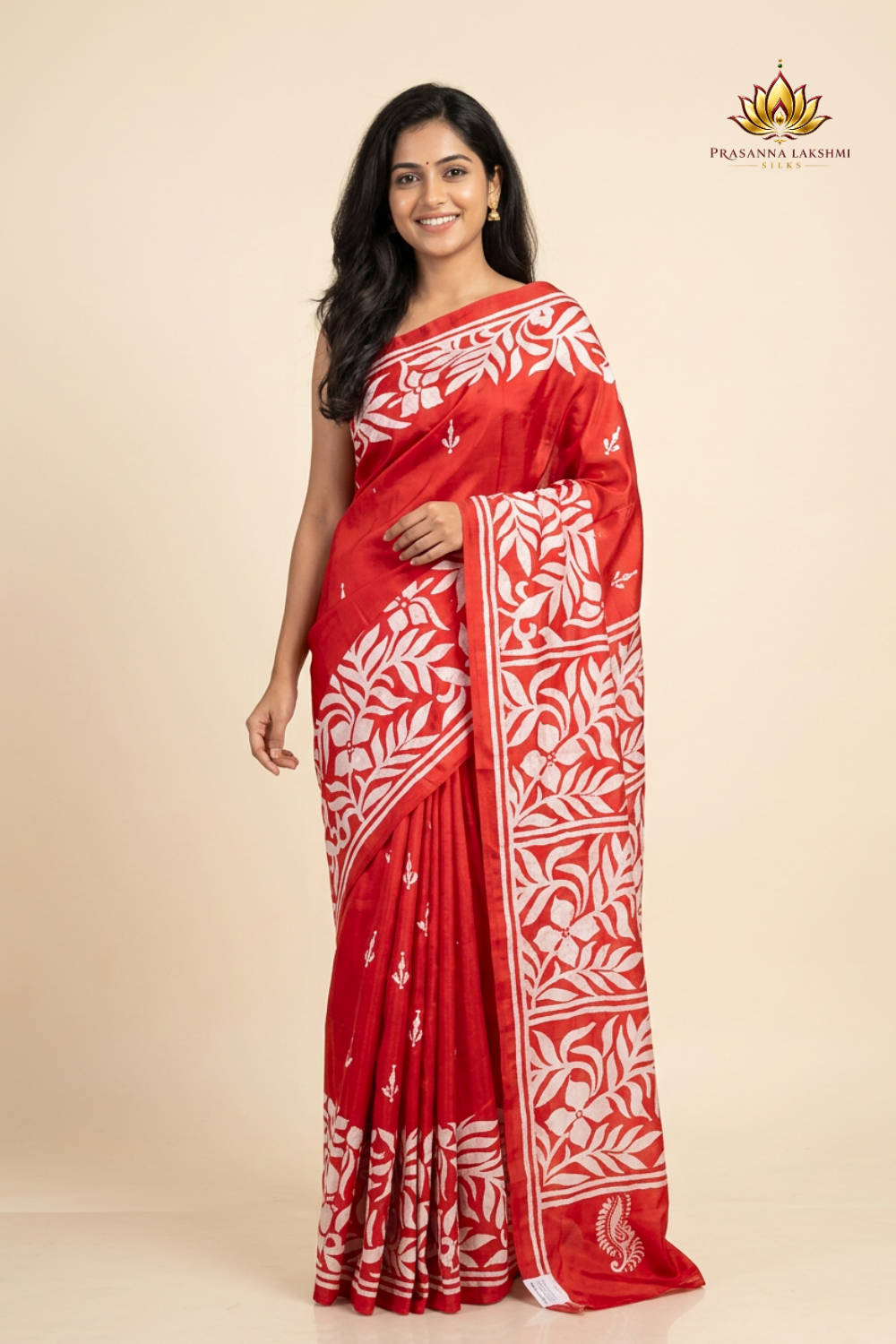 Semi Bangalore silk saree with all-over hand Kantha work and rich embroidered pallu.
