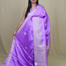 Banarasi Mashru saree with all-over tiny zari woven motifs and rich zari borders and pallu
