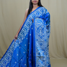 Semi Bangalore Silk Saree with all-over Kutch work motifs and rich embroidered pallu.
