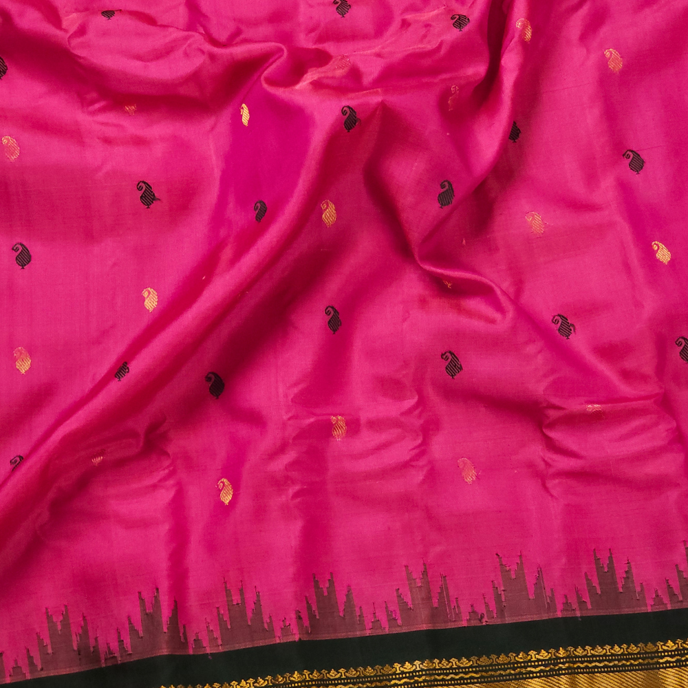 Full drape view of Handloom Gadwal silk saree