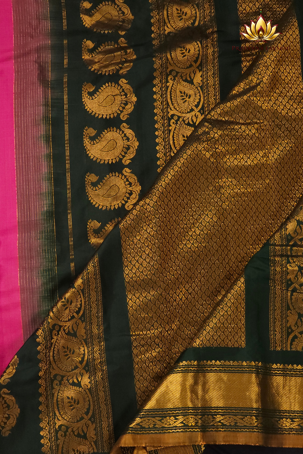 Gadwal pure silk saree paired with contrast blouse
