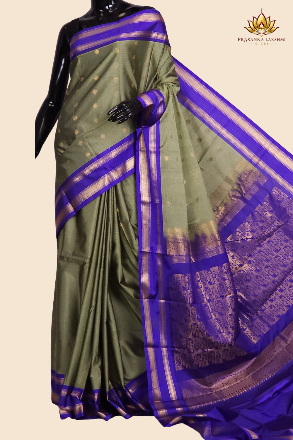 Semi Gadwal saree with horizontal zari motif stripes and zari woven gap borders
