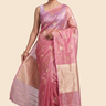 Kora tissue saree with allover gold flower motifs and silver highlights
