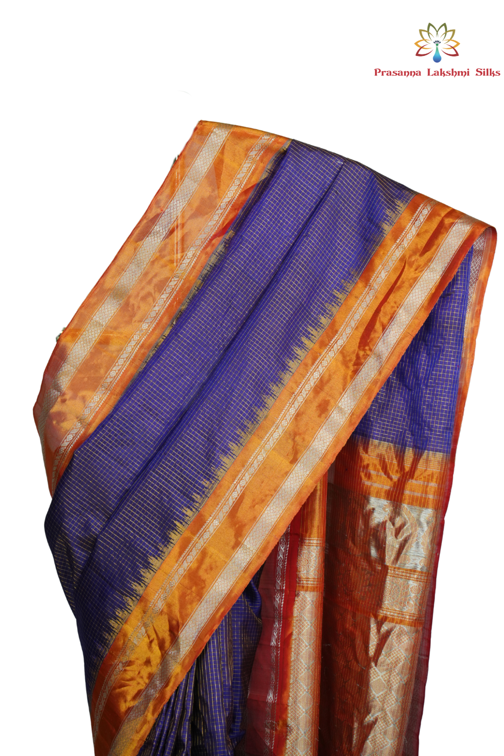Handloom Gadwal pure tissue silk saree with intricate zari motifs and muniya borders.
