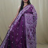 Semi Bangalore Silk Saree with all-over Kutch work motifs and rich embroidered pallu.
