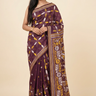 Semi Bangalore silk saree with all-over hand Kantha work and rich embroidered pallu.
