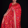 “Elegant floral organza saree with zari border”
