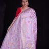 “Elegant floral organza saree with zari border”