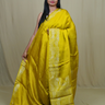 Banarasi Mashru saree with all-over tiny zari woven motifs and rich zari borders and pallu
