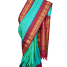 Handloom Gadwal pure silk saree with intricate small zari motifs and rich woven pallu.

