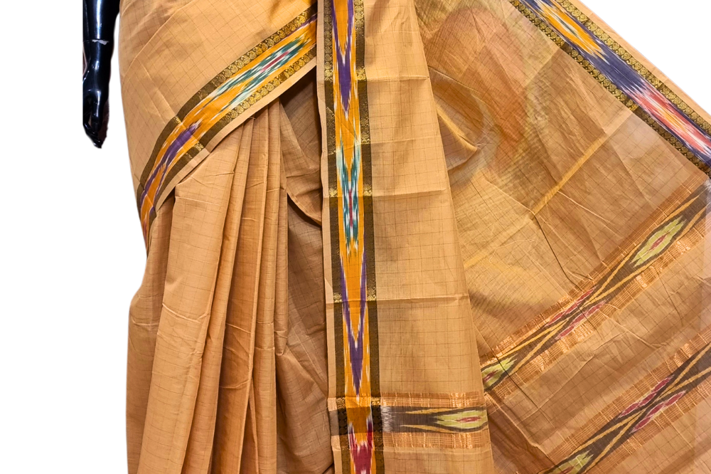 Beige Kanjeevaram Cotton Saree 