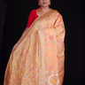 “Elegant floral organza saree with zari border”