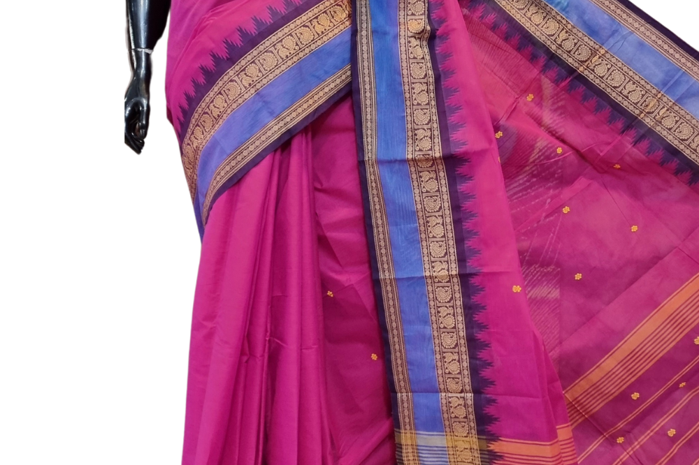Majenta Kanjeevaram Cotton Saree