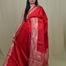 Banarasi Mashru saree with all-over tiny zari woven motifs and rich zari borders and pallu
