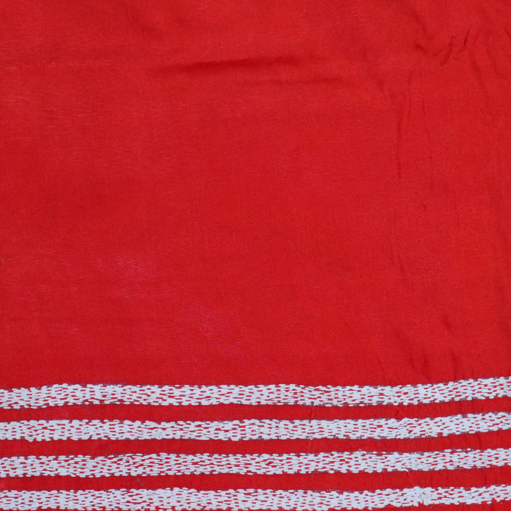 Traditional semi Bangalore silk saree with intricate Kantha embroidery suitable for festive occasions.