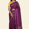 Organza saree with zari woven vertical stripes and plain satin borders
