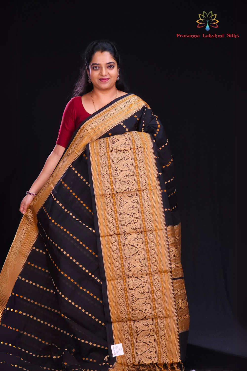 Black Kanjeevaram Cotton Saree