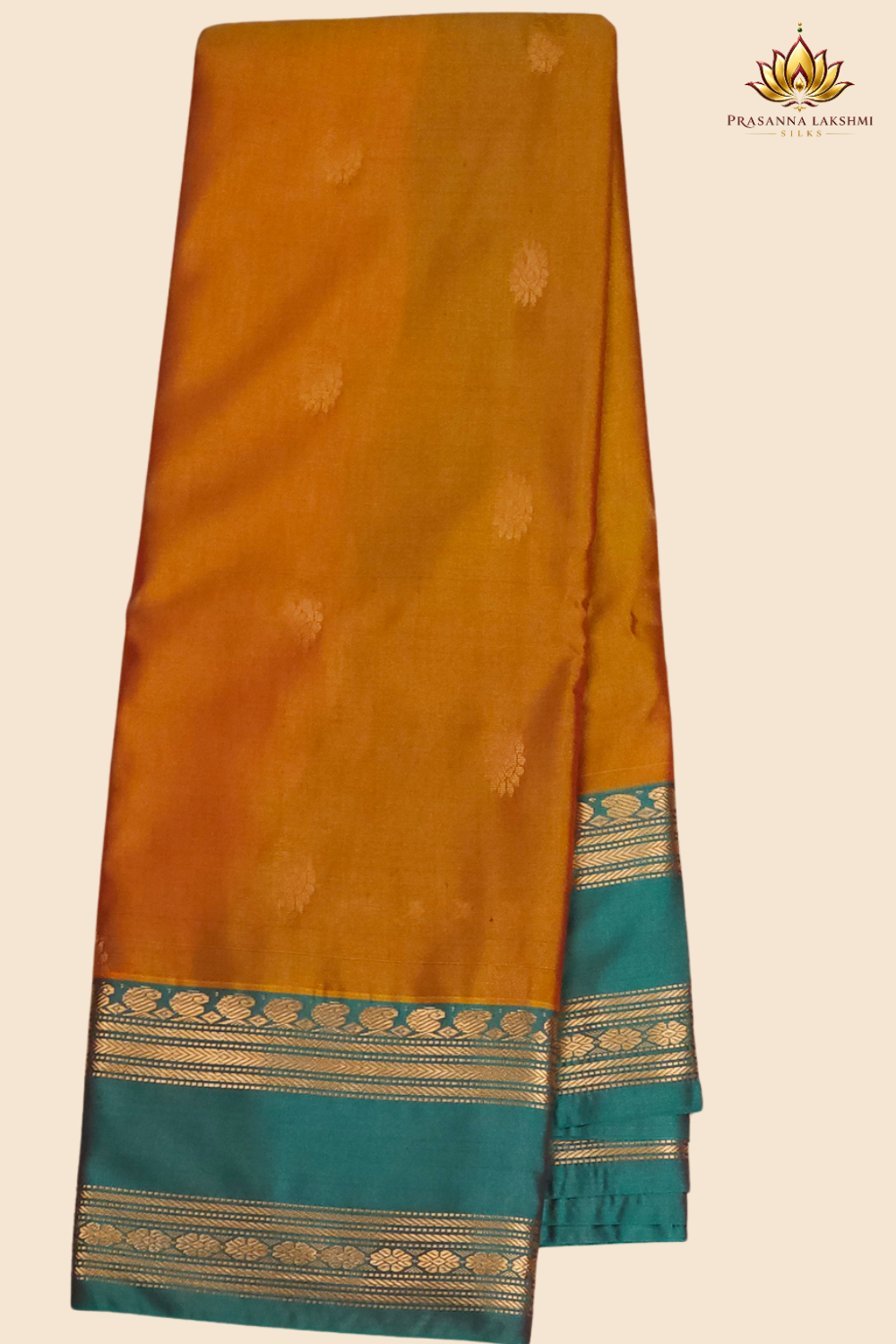 Festive semi Gadwal saree with zari stripe detailing and woven gap border finish