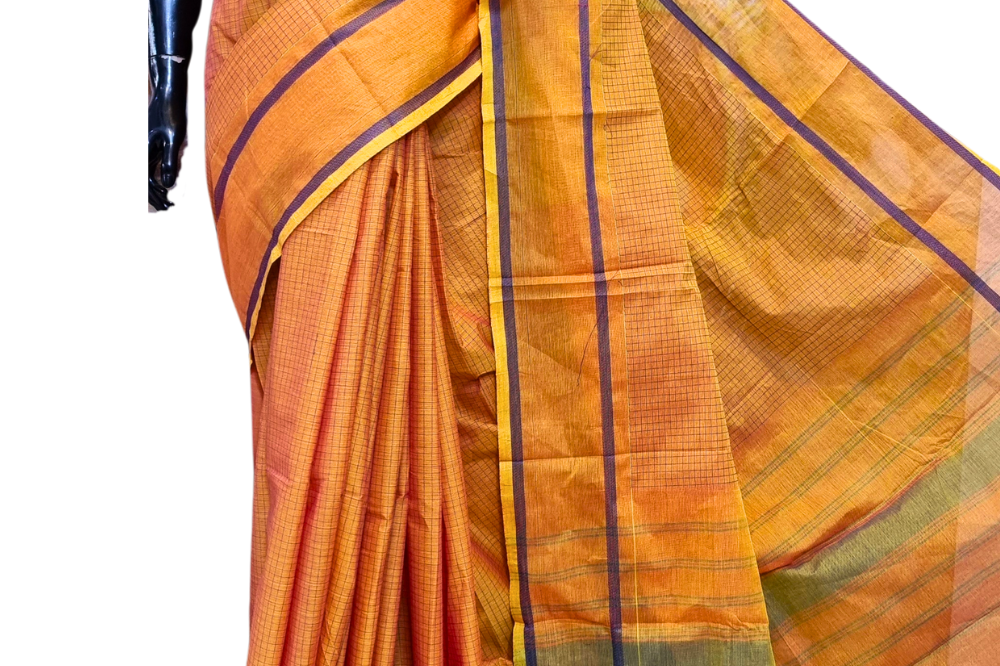 Mustard Yellow Kanjeevaram Cotton Saree