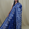 Semi Bangalore Silk Saree with all-over Kutch work motifs and rich embroidered pallu.

