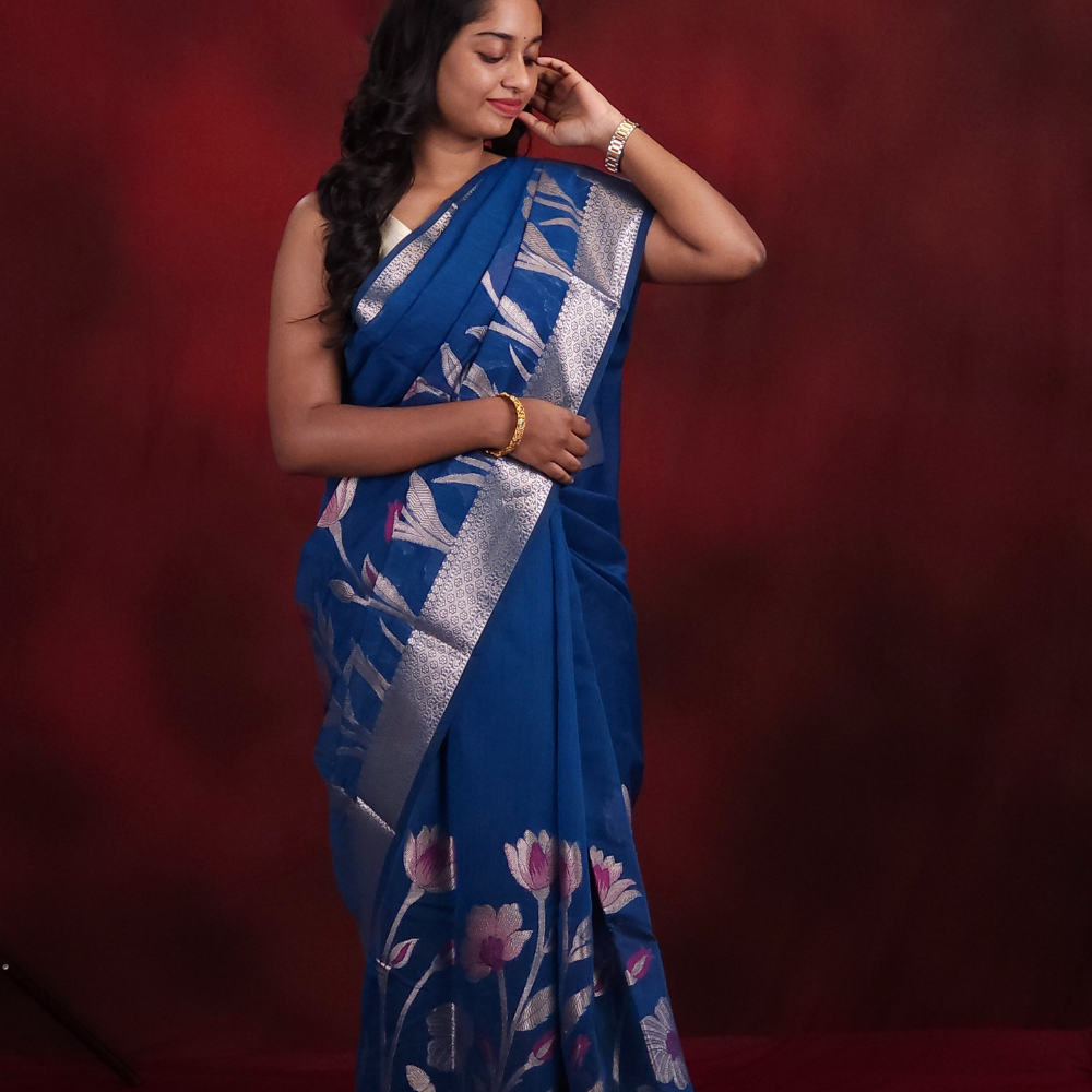 Prussian Blue Chanderi Saree
