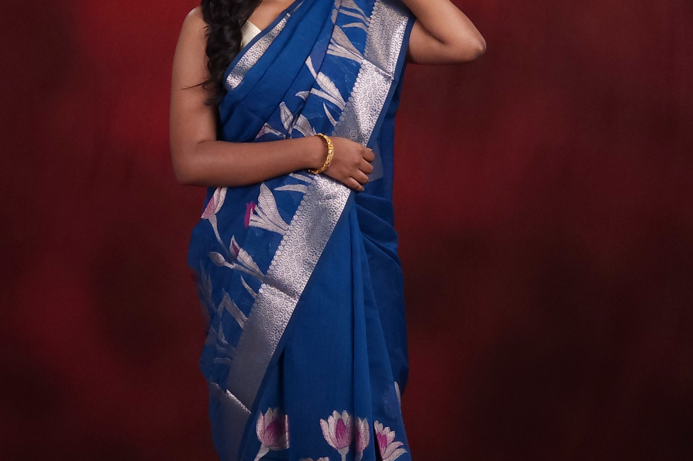 Prussian Blue Chanderi Saree
