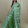 Semi Bangalore Silk Saree with all-over Kutch work motifs and rich embroidered pallu.

