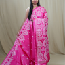 Semi Bangalore Silk Saree with all-over Kutch work motifs and rich embroidered pallu.
