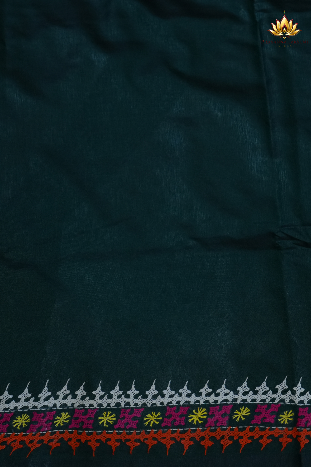 Traditional semi Bangalore silk saree with intricate Kantha embroidery suitable for festive occasions.