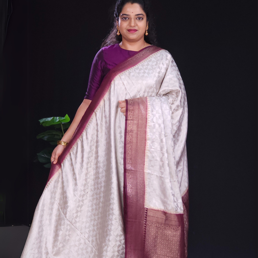 Light and dark Purple"Banarasi silk with embozed design."