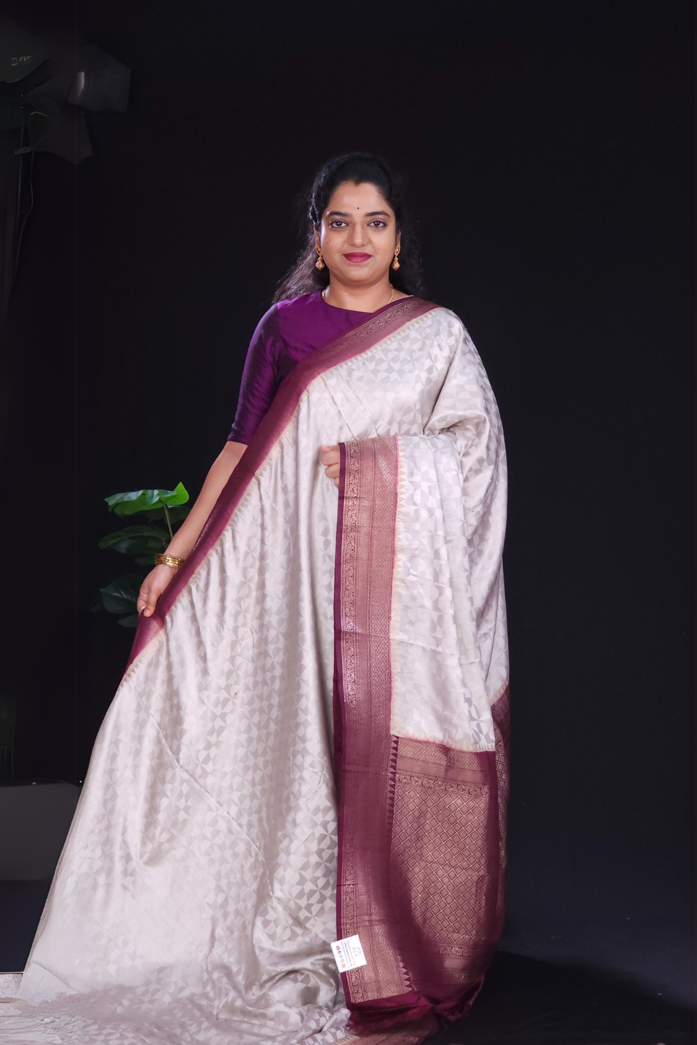 Light and dark Purple"Banarasi silk with embozed design."