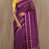 Organza saree with zari woven vertical stripes and plain satin borders
