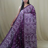 Semi Bangalore Silk Saree with all-over Kutch work motifs and rich embroidered pallu.
